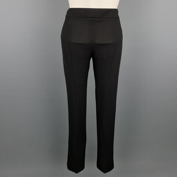 ALEXANDER MCQUEEN Size 2 Black Crepe Straight Leg Dress Pants - Picture 3 of 4